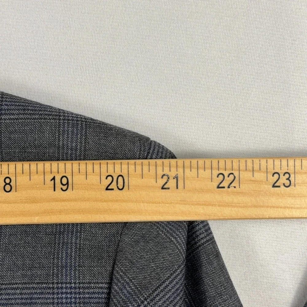 Collection by Michael Strahan Suit Jacket Grey Blue Glen Plaid‎ Wool Blend 46L